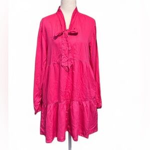 Vibrant Pink Long-Sleeve Dress with pockets .. NWOT .
